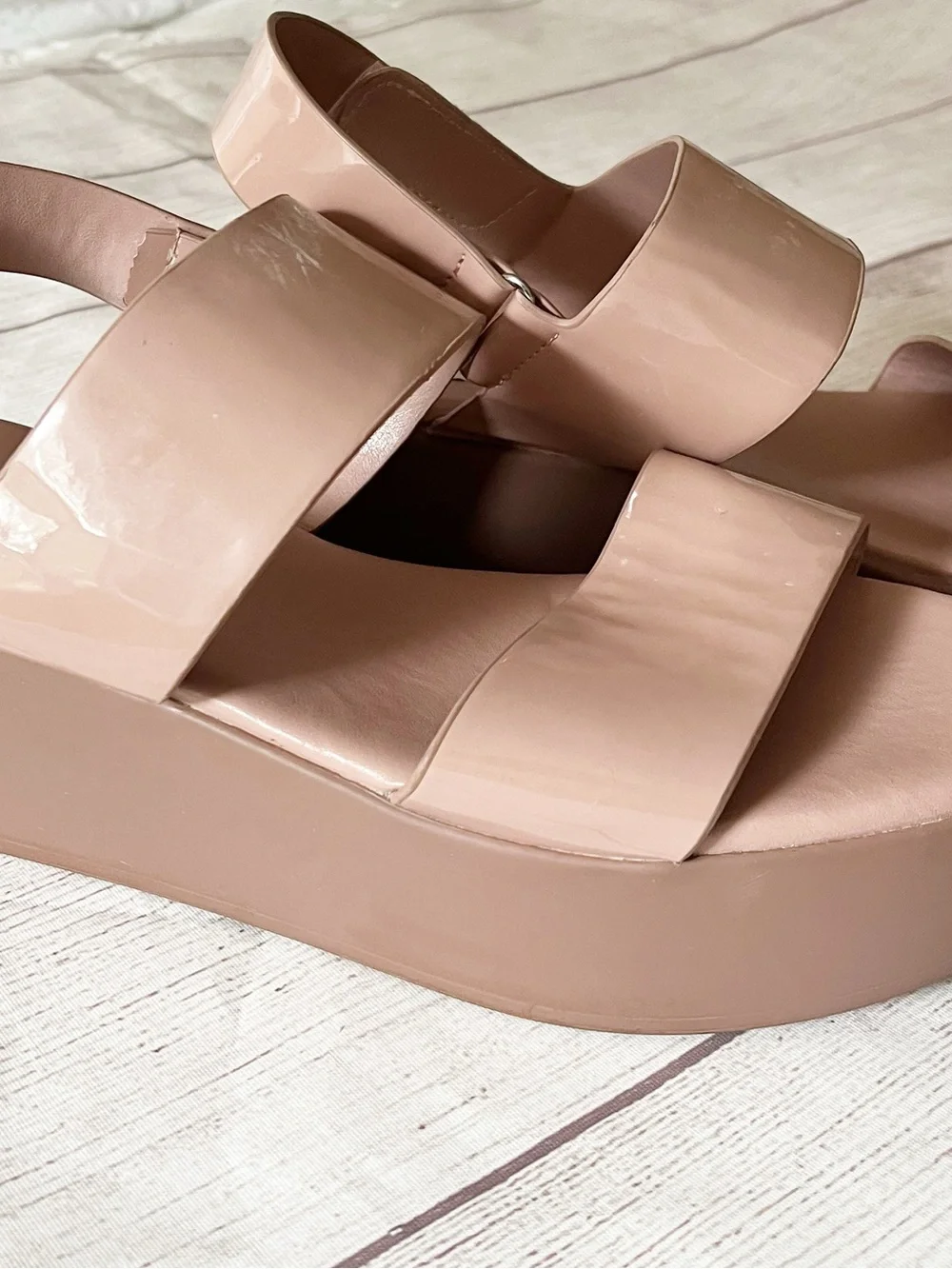 Steve Madden Rachel blush patent platform sandals 9